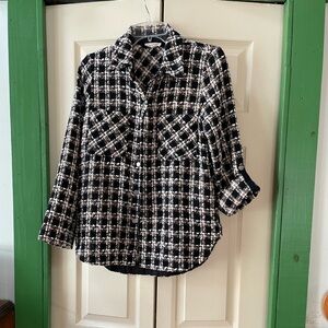 Mystree Black and White Textured Knit Top/Blazer